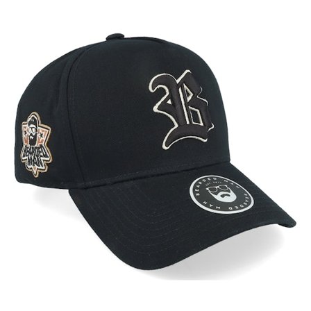Bearded Man - Sort adjustable Kasket - 3D Sport Logo Side Patch Black A-Frame Adjustable @ Hatstore