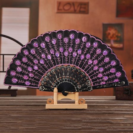 Lolita Feather Folding Fan Sweet Fairy Girl Dark Gothic Court D