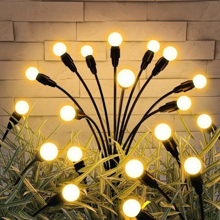 Solcellelamper til haven 2-pak, 10 LED solcellelamper, vandtætte solcellelamper til udendørs brug, solcellelamper, ildfluer havelamper