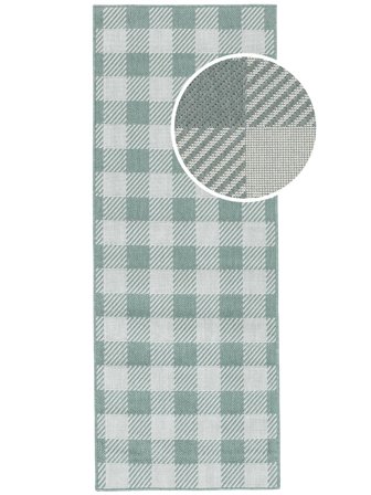 Innen-/Outdoor-Teppich Kariert Waschbar Klein Gingham - Hellgrün/Weiß 80X200 Im Skandinavischen Stil