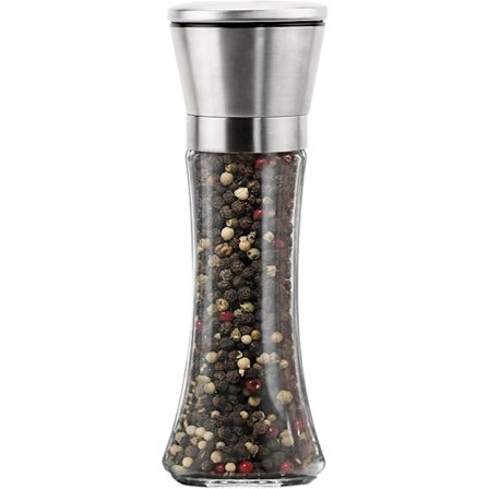 Salt- och pepparkvarn, pepparkvarn saltströare rostfritt stål och glaskeramikkvarn manuell slipning utan salt/peppar