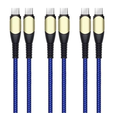 3-pack 60W snabb USB-C till USB-C-kabel för Samsung Xiaomi Redmi OPPO - Förstärkt nylon 1M Blå