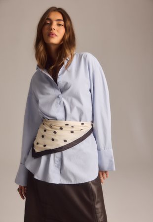 VILA Vimarlene L/S LOOSE SHIRT/LN L Kentucky Blue Vaatteet