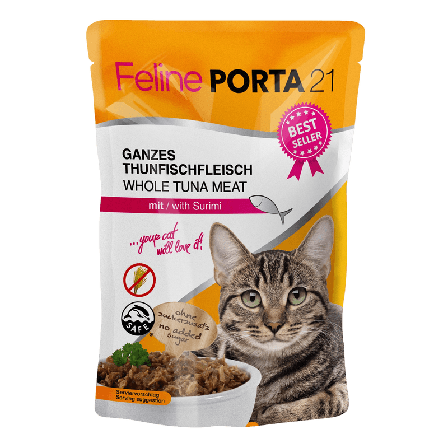 Porta21 - Feline Tunfisk med surimi i katteposer 100 g - Katt - Kattefôr & kattemat - Våtfôr og våtmat - ZOO.no