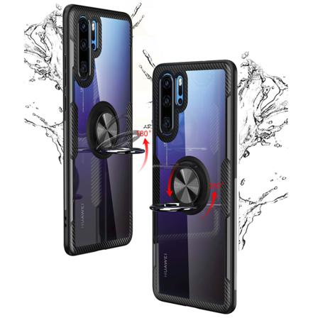 Praktiskt Stilsäkert Leman Skal Med Ringhållare - Huawei P30 Pro Marinblå/silver