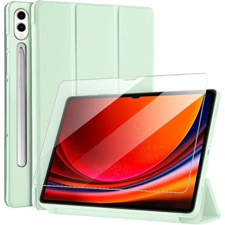 Coque + Härdat Glas - E.F.Connection - för Samsung Galaxy Tab S10+/S9 Plus - Repellande - Grön