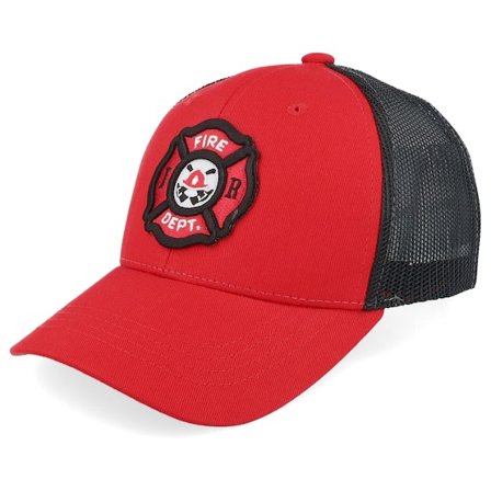 Kiddo Cap - Rouge trucker Casquette - Kids Fire Fighter Junior 3d Patch Scarlet/Black @ Hatstore