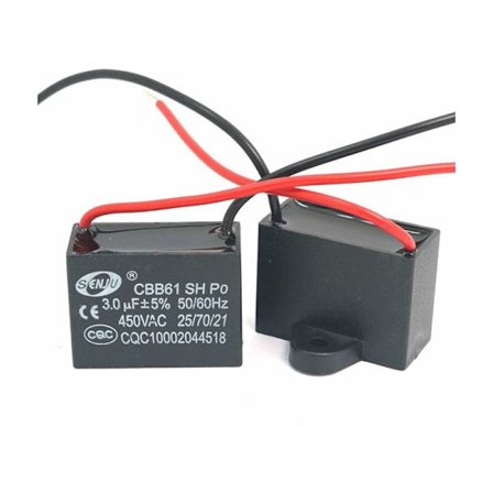 2 stk CBB61 450V AC 50/60Hz viftemotorstrømkondensator 3uF