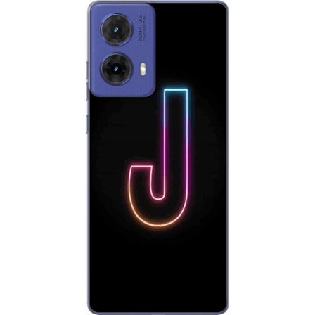 Kompatibelt Mobildeksel til Motorola Motorola Moto G85 Minimalistisk neonbokstav J i fargeskiftende lys mot svart bakgrunn