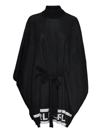 Logo Knit Poncho Poncho Regntøy Svart Karl Lagerfeld