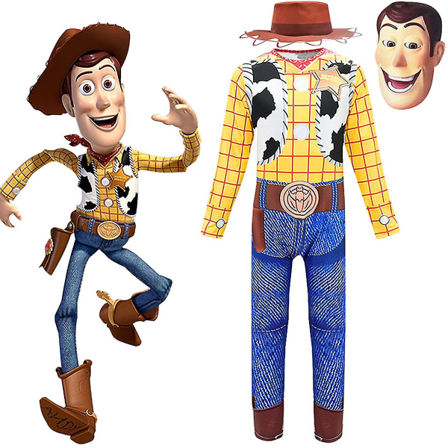 Disney Sheriff Woody Toy Story 4 Barn Pojkar Sovdräkt Jumpsuit Hatt Mask Cosplay Kostym Finklänning Halloween Set Tmall 7-8 Years