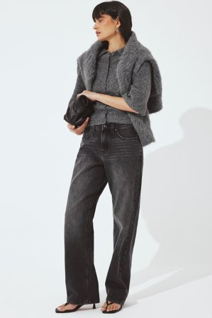 NA-KD Route jean droit à taille mi-haute - Jeans taille moyenne - Gris - EU 34