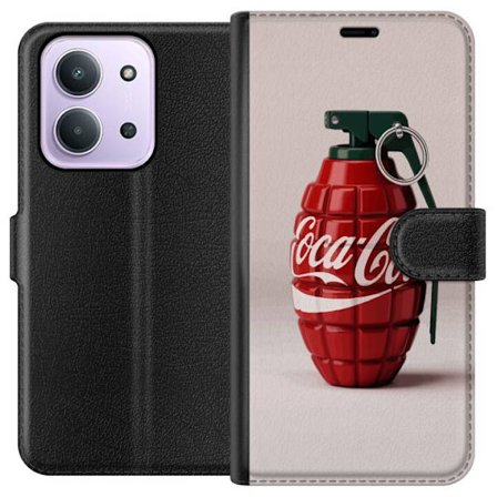 Kompatibelt Plånboksfodral till Xiaomi Xiaomi Redmi 15C Konstnärlig illustration av Coca Cola granat i rött och grönt, pop art inspirerat motiv me