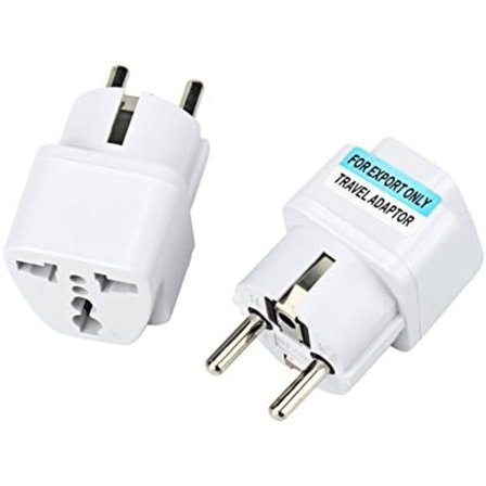 2 st Universal reseadapter USA/UK/Kina till Europa (EU) / Frankrike (FR) med jorduttag CE RoHS 16A Vit Kompatibel med