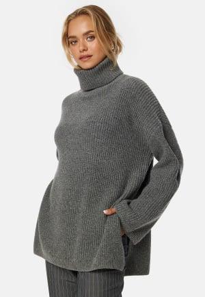 SELECTED FEMME Mary LS Long Knit Roll Neck Light Grey Melange L Light Grey Melange Strikkegensere Dam