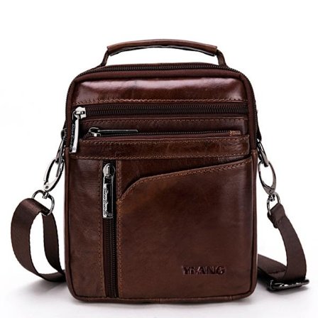 Män Läder Axelväska Messenger Satchel Crossbody Handväska