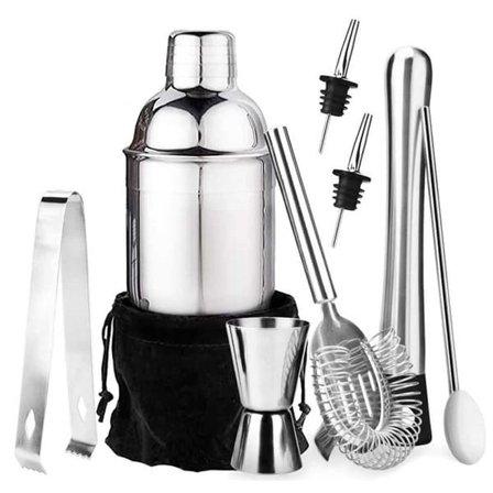 Cocktailset 9-dele Barsæt 550ml Shaker Rustfrit Stål_qq
