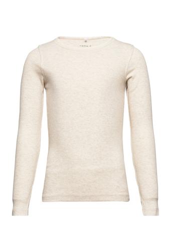 Nkfkab Ls Slim Top T-shirts Long-sleeved T-shirts Beige Name It