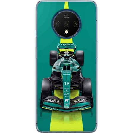 Yhteensopiva Puhelinkuori OnePlus OnePlus 7T Aston Martinin Formula 1 -auto vihreässä kilpailumuotoilussa, jossa on moderni studiosentuntma