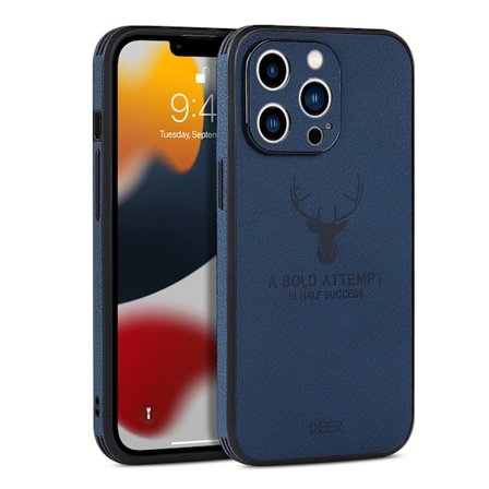 Etui til iPhone 15 Pro Max 6.7 blå Elk læder lige kant læder