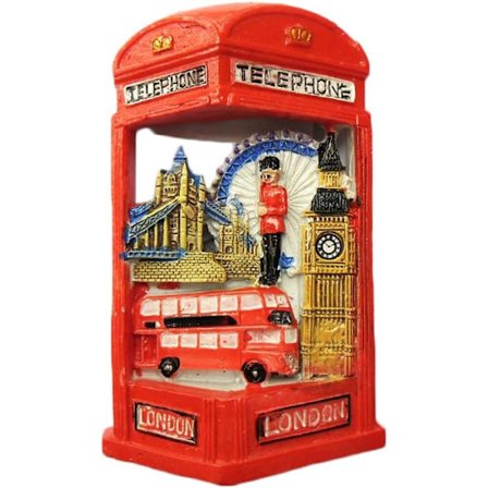 3D kjøleskapsmagnet London England telefonkiosk stil reise suvenir