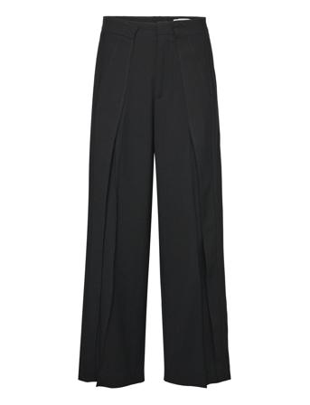 Overlap Wide-Leg Trousers Bottoms Trousers Suitpants Black Hope