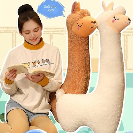 75 cm Jätte Alpaca Plyschkudde Lama Fylld Djurleksak Lama Lång Kropp Plushie Heminredning