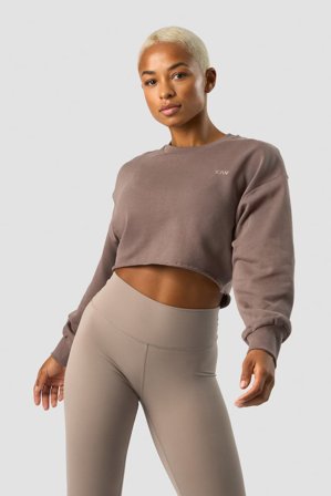 ICANIWILL - Nimble Cropped Crewneck Dusty Brown - Pitkähihaiset - Naiset - Treenivaatteet ICIW:ltä