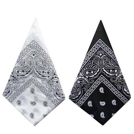 Bandana Paisleymönster Svart och Vit 2-pack