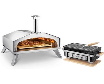 Austin and Barbeque AABQ Pizza Oven Gas 16" + AABQ - Hibachi Table Grill - Paket med gasoldriven pizzaugn och keramisk bordsgrill