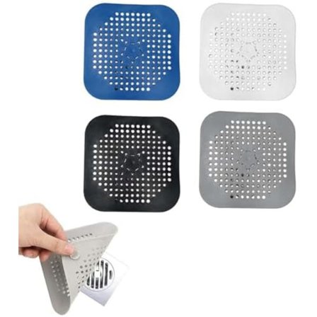 14x14cm 4-pakning Silikon Sluksil, Sluksil, Badekar Hårfelle, Dusj Hårfelle, Kjøkkenbenk Sluk