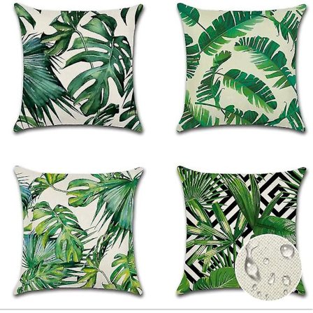 Vandtætte pudebetræk 45x45 cm til udendørs sofa, tropisk plante design[JSR]‘-FY