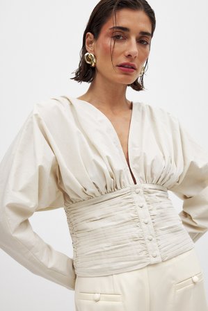 Handpicked x NA-KD Bluse - Blusen - Beige - EU 40