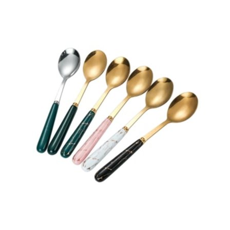 6 ruostumattomasta teräksestä valmistetun kahvilusikan setti jälkiruokiin ja juomiin TRUYUETY