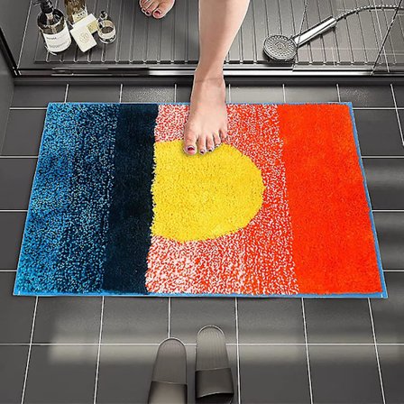 Tflycqbadrumsmattor Färgglad abstrakt badmatta 20" X 31,5" Absorberande halkfri dörrmatta Badkar Badkar Solnedgång Golvmattor Maskintvättbar- Röd Gul