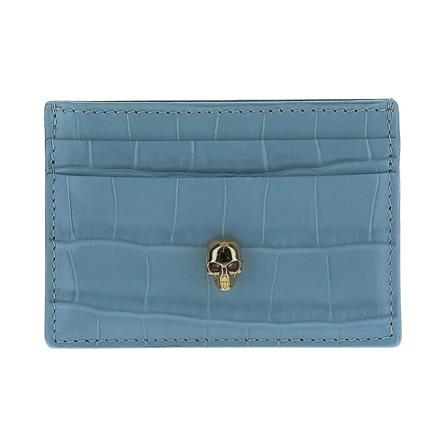 Alexander McQueen Skull Card Holder blå, Dam Plånböcker, Dam, Storlek: ONE SIZE
