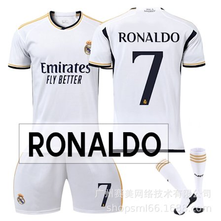23-24 Real Madrid Hjemmebørns Voksen Fodboldsæt med Strømper-7 RONALDO-24#