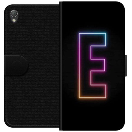 Yhteensopiva Lompakkokotelo Sony Sony Xperia Z3 Minimalistinen neonkirjain E kirkkaissa väreissä tummaa taustaa vasten modernissa ja tyylikkäässä