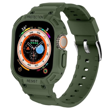 Apple Watch Ultra beskyttende urrem med cover - Militærgrøn