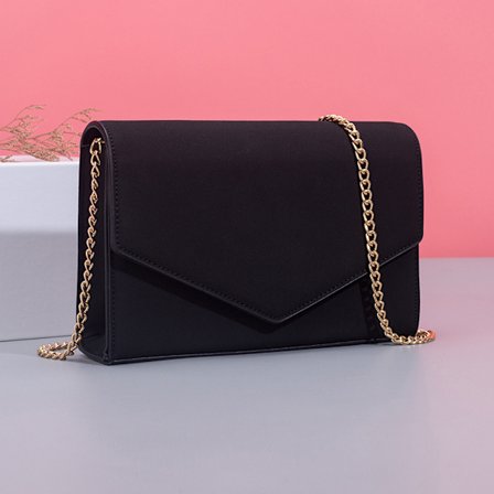 En sort (ca. 22*5*15cm) Dame Clutch Elegant Clutch Taske til