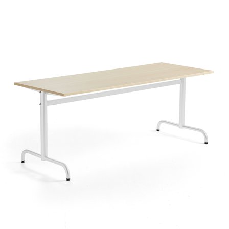 Tisch PLURAL, 1800x700x720 mm, HPL-Platte, Birke, weiß