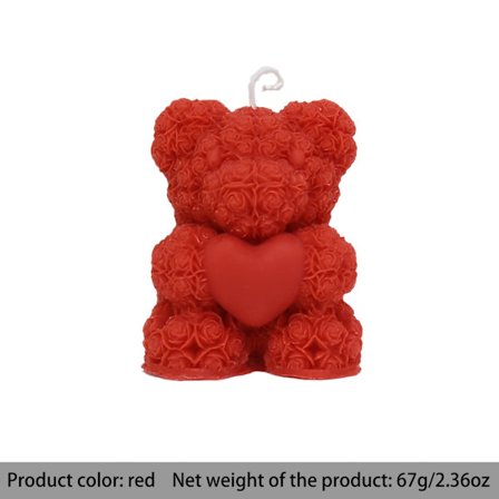 1 stk. Rosebjørn-formet soyavokslys - Valentinsdag dyretema hjemmeinnredning, innendørs bruk