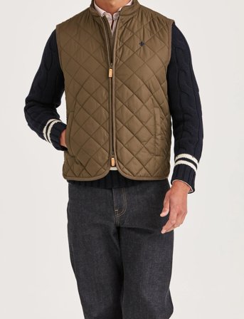 Morris Teddy Quilted Vest - Khaki green - L