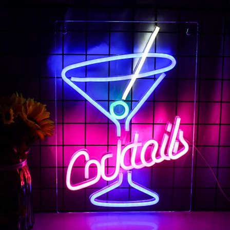 Cocktail Neon Skilt Rosa Blå Led Neon Lys Cocktail Glass Bokstav Neon USB Lys Skilt for Veggdekor for Bar Fest Ho
