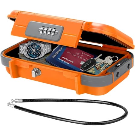 Bærbar safe, sikker safe mini vanntett anti-tyveri reisesafe med avtagbart ståltau, sikkerhetsskap for hjem, kontor, hotell, reise osv.