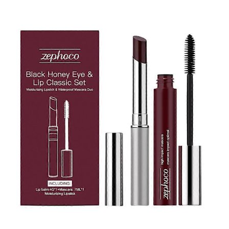 Black Honey Eye & Lip Classic Set, Honey Lip Tinted Lip Balm, Nærende Fugtgivende Naturlig Farve, Fugtgivende Læbepleje til Bløde Læber til Daglig 