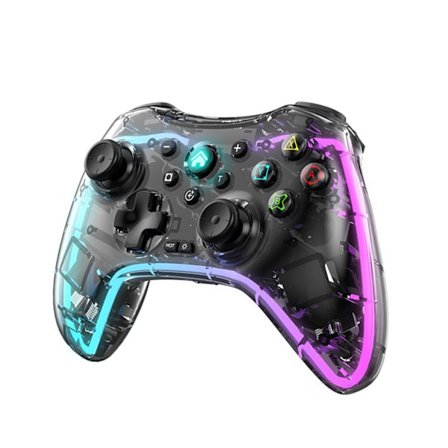 Erstatning for Switch Controller PC Android Bluetooth-kompatibel Cool RGB LED Wireless Controller med Turbo Vibration