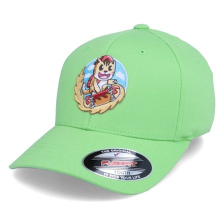 Kiddo Cap - Vert flexfit Casquette - Kids Flame Boarder Skater Cat Apple Green Flexfit @ Hatstore