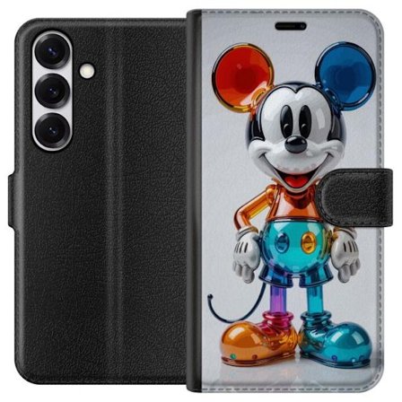 Yhteensopiva Lompakkokotelo Samsung Galaxy S25 Mickey tulevaisuudenmukainen värikäs hahmo kiiltävä lelu kromi neon Disney pop-taide moderni keräilykoh