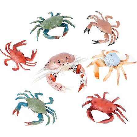 7 Stykker Realistiske Krabbe Figurer Modeller Kunstige Plastik Krabber Håndmalet Små Krabbe Figurer Til Havdyrs Samling